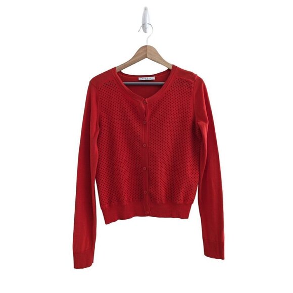 Sandro Patterned Scoop Neck Cutout Cardigan Sweater - Picture 1 of 8